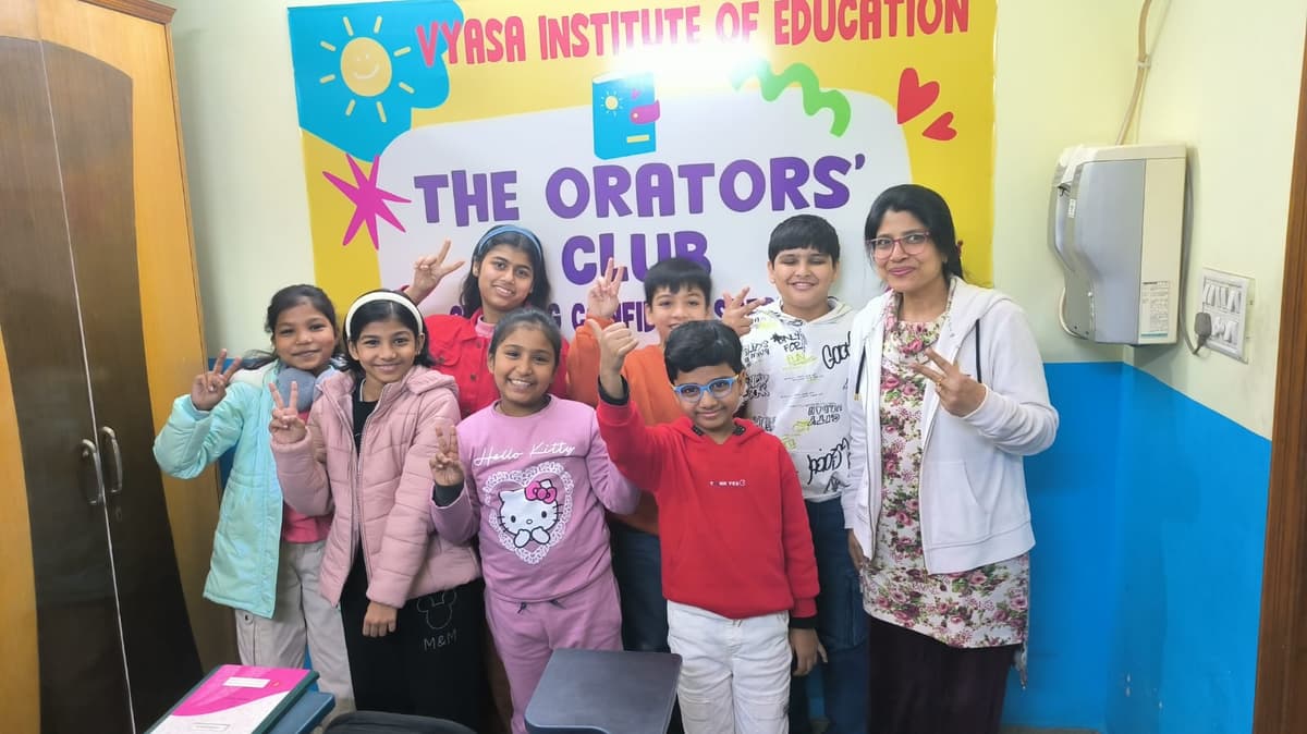 Teacher with students
